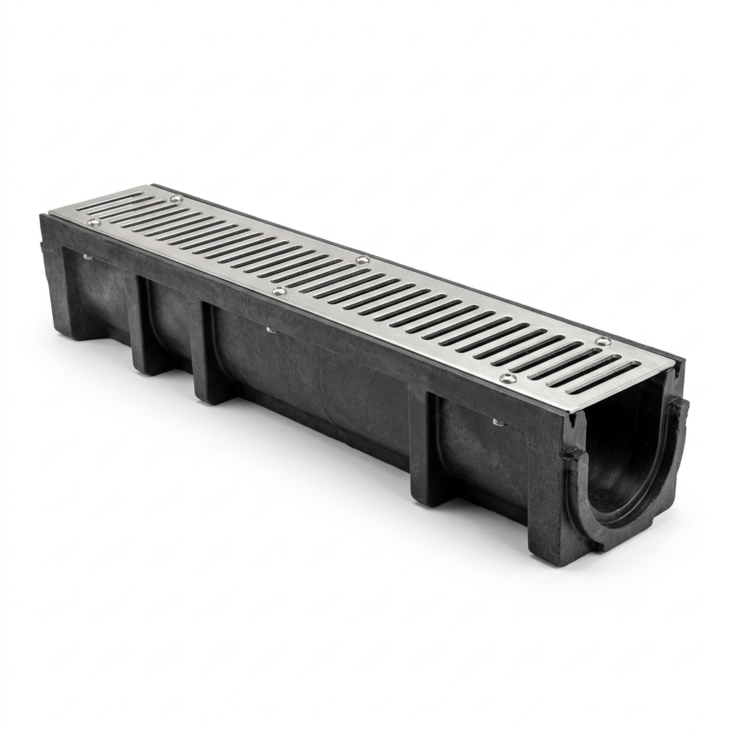 PVC Channel Drain w/ Grate · 1m